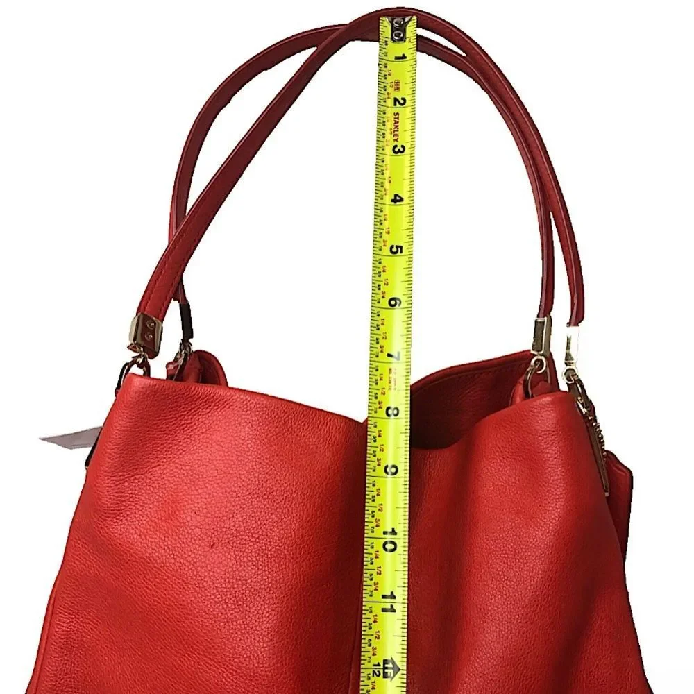 COACH Madison Phoebe Tumbled Cardinal Red Leather 3 Section Shoulder Bag NWT